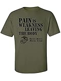 zerogravitee USMC Pain is Weakness Leaving The Body Short Sleeve T - Military Green - X-Large