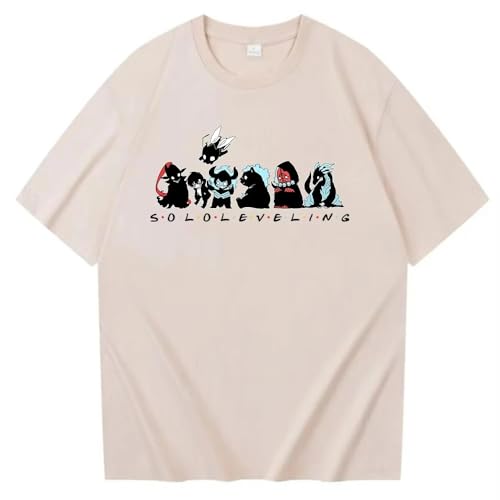 Anime Solo Leveling T Shirt Cotton Fashion Short Sleeve Harajuku Hip Hop Tee Unisex Tops-Khaki||xx_l Anime Solo Leveling T Shirt Cotton Fashion Short Sleeve Harajuku Hip Hop Tee Unisex Tops-Khaki||xx_l