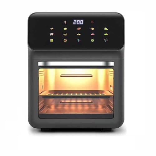 Air Fryer, 16L Dual Air Fryer with 4 Models, Removable Divider, Touch Screen, Reheat Function, Keep Warm Setting, 1350W-1900W Multifunctional Cooker for Healthy Oil-Free Cooking, Black