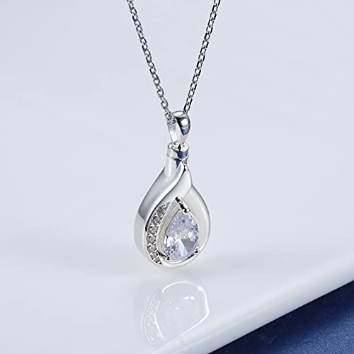 Teardrop Urn Necklace for Ashes - 925 Sterling Silver Blue Cremation Pendant Memorial Keepake Funeral Necklace Jewelry Gifts for Women Wife Mother2