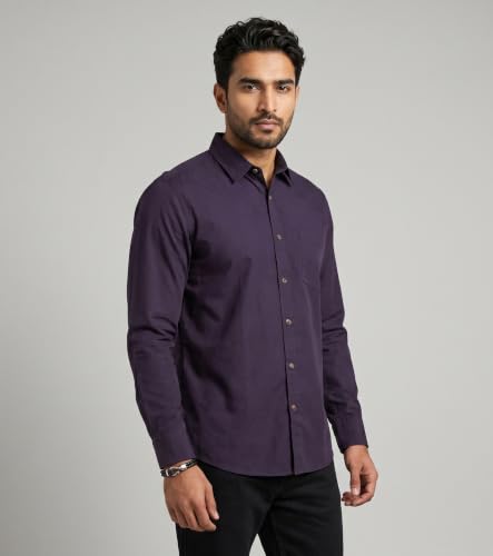 Image of Amazon Brand - INKAST Men Solid Cotton Shirt | Casual Wear | Basic Essential Plain Everyday & Office Wear | Full Sleeve | Regular Fit