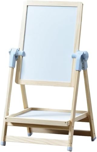 jqgksbお絵かきボード、両面ボード、ホワイトボードと黒板、高さ調節可能、子供用ボード、数学、絵画、スケッチ、落書きに最適、収納トレイ付き折りたたみ式ボード、子供への素晴らしい贈り物 (タイプB-50×55/115cm,ブルー)