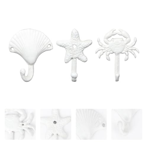 Ganchos de hierro forjado blanco vintage con formas de mar 8