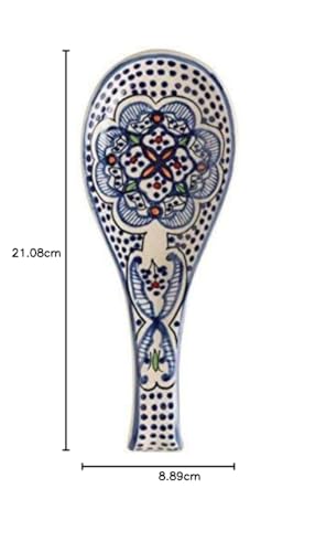 Spoon Holder/Spoon Rest Ceramic Blue and White Hand Crafted and Hand Painted Northern African Design