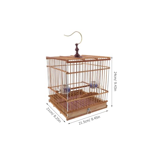 Cage à oiseaux rectangulaire en bambou durable et métal tressé
