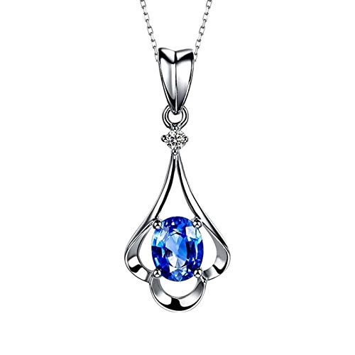 Collier pendentif or blanc saphir rubis diamant 18 carats chaîne 18 pouces