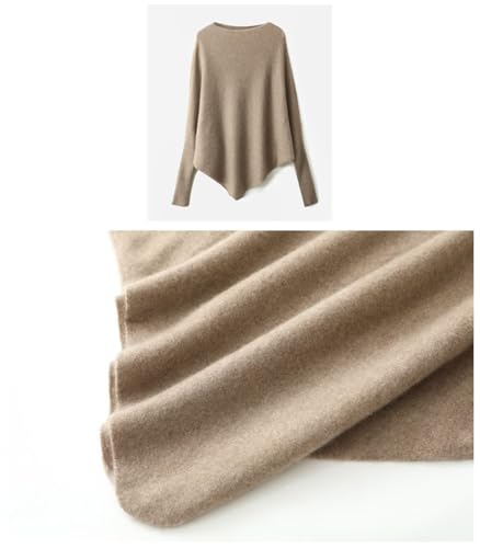 Loose Sweater Women's Boat Neck Long Sleeve 100% Merino Wool Knitted Pullover Autumn Winter Irregular Warm Tops4