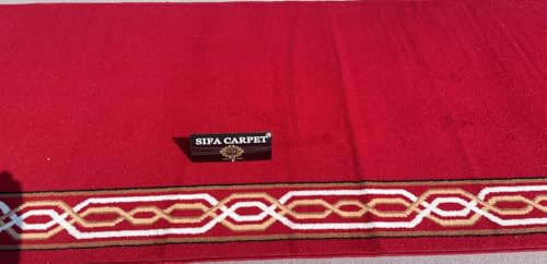 Image of Sifa Carpet Luxury Anti Skid Acrylic Zanamaj Prayer Carpet Rolls for Masjid and Gallery(Red 4x50 Feet)