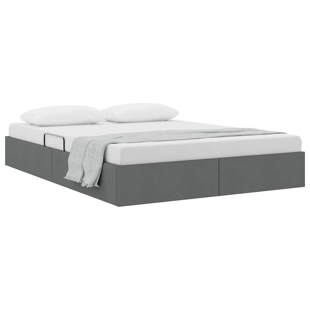 Design moderno in tessuto Con contenitore idraulico Grigio scuro 135x190 cm