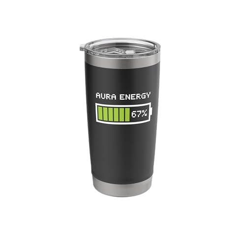 Gaming Aura Energy 67% Retro Battery Bar Design Stainless Steel Insulated Tumbler
