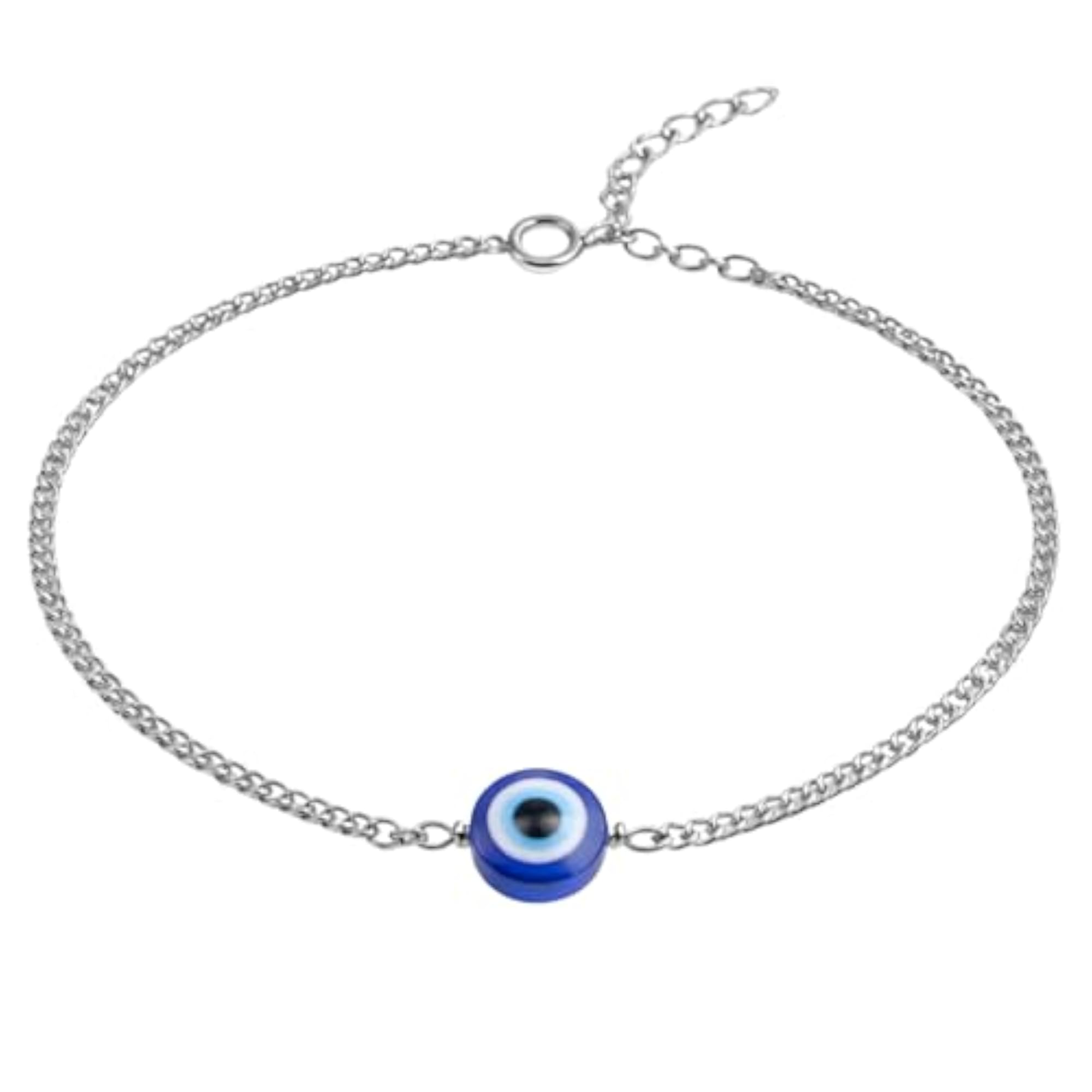 Sterling Silver Evil Eye Adjustable Bracelet for Unisex