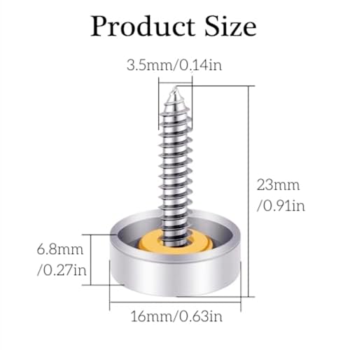 Mirror Screws with Decorative Cap Cover Nails for Tables Bath Plates, Wardrobes, Glass Signs, Stainless Steel, Brass - Image 4
