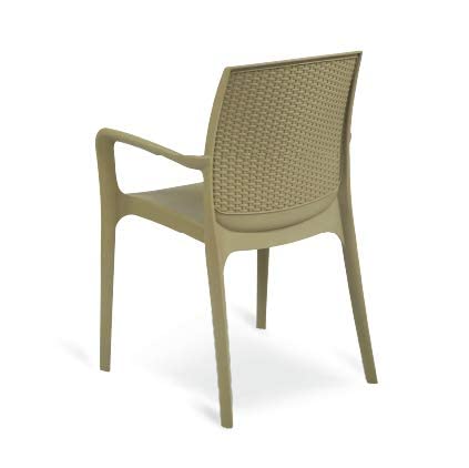Image of Supreme Texas Heavy Duty Armrest Plastic Chair for Home, Garden, Office, Indoor /Outdoor Use(Color: Dark Beige; Qnt: 4 Pc.)