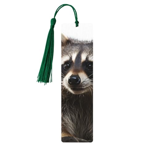 しおり 木製しおり 穴とタッセル付き 木製タグ 毛むくじゃらのアライグマ 木製クラフト しおり ヴィンテージ しおり オーナメント 木製ブックマーク 女性用 男性 本好きの方へのギフトに ダークグリーン