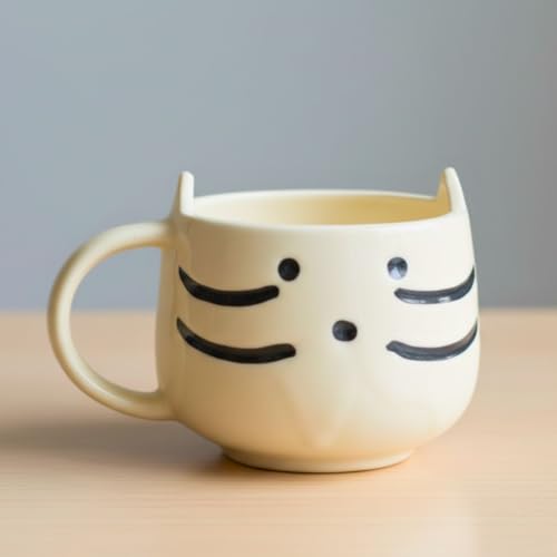 Image of WEAVING HOMES Handmade Ceramic Kitty Coffee Mug Microwave Safe, Dishwasher Safe