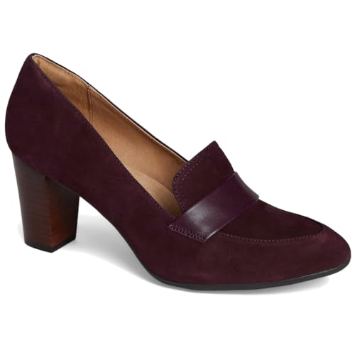 Image of SHODENSE Women Chunky Kitten Heel Pumps Shoes Round Closed Toe Slip On Suede Penny Loafers Matte Block Mid Heels Dress Loafer Almond Toe Comfort Oxford Shoes Office Work Classic Elegant 4-11 M US