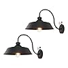mirrea Dusk to Dawn Farmhouse Outdoor Gooseneck Barn Wall Light with 14 Dome Matte Black Pack of 2