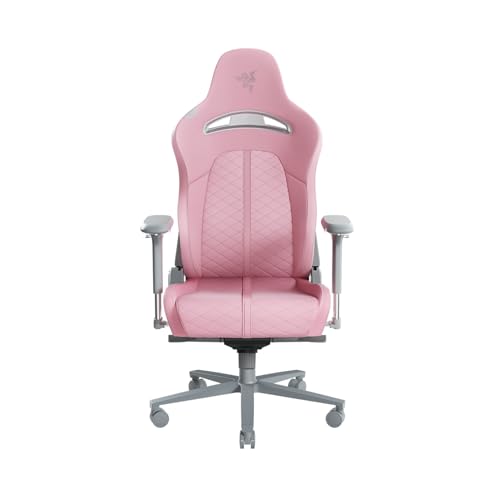 Razer Enki (Quartz) - Sedia Da Gaming Con Supporto Lombare Integrato, Finta Pelle Multistrato, Cuscini In Schiuma Ad Alta Densità, Braccioli 4D, Cuscino Poggiatesta