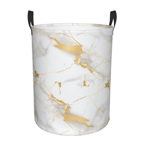 Mexpekil Cesta plegable para la ropa sucia con asas, impermeable, grandes contenedores de almacenamiento para juguetes de niños, ropa sucia, libros (mármol blanco dorado)