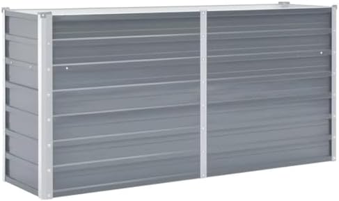 vidaXL Huerto Elevado de Acero Galvanizado 160x40x77 cm, Gris, Ja...