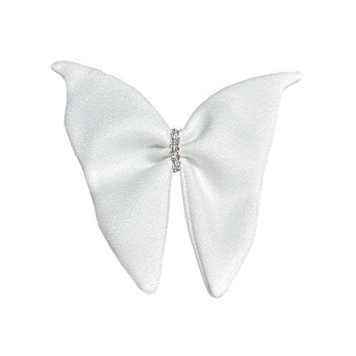 Image of Dainty Fabric Butterfly Brooch Pin for Women Girls Fashion Rhinestone Crystal Large Bowknot Brooches Lapel Corsage Boutonniere Pins Wedding Birthday Holiday Dress Accessories Jewelry Gift