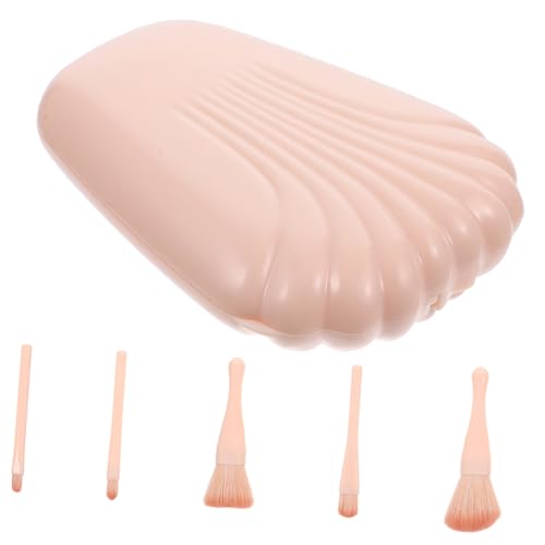 Gogogmee 5個 トラベルメイクアップ コンシーラーブラシ ミニトラベルメイクブラシ メイクブラシキット ポータブル化粧ブラシ 旅行用鋭利物コンテナ ミニメイク 補う プラスチック Beige