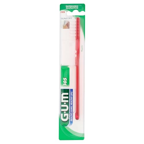 Sunstar G.U.M. 305 - Spazzolino regular con setole dure, colori assortiti