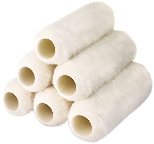 6pcs Paint Roller Covers 9 Inch x 3/4 Nap High Capacity Lambswool Rollers