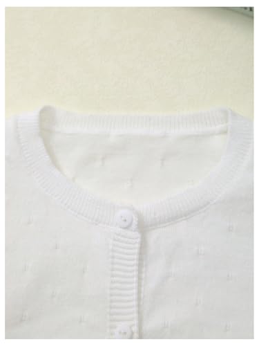 OYOANGLE Girl's Lightweight Button Down Lace Knit Cardigan Sweater3