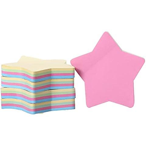 5PCS Star-Shaped Memo 4 Colors Bright Color Paste Pad 500 Sheets/Pad Self-Adhesive Memo Cover