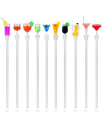 KGDUYC 10 Pezzi Bastoncini per Cocktail, Acrilico Cocktail Agitatori Drink Agitazione Bastoncini Colorati Swizzle Mixing Sticks Plastica Cocktail Swizzle Stirrer 23cm