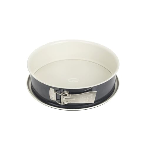 Dr. Oetker Molde desmontable de 26 cm de diámetro, molde para tartas con base plana, molde redondo de acero con revestimiento antiadherente reforzado con cerámica (color crema/antracita), cantidad: 1