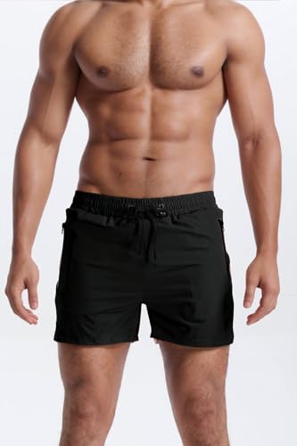 Mens 5" with Zipper Quick Dry Beach Shorts for Swimming Men Bathing Suit3