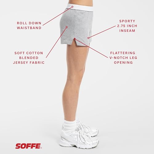 Image of Soffe Youth Girls' Authentic Cheer Shorts, Athletic Cotton Blend, 2.75 inch Inseam, 3 Pack