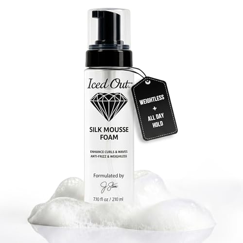 Iced Out Silk Mousse Foam | Volumizing &amp; Curl Enhancing Hair Mousse for Men &amp; Women – Frizz Control, Adds Shine, Long-Lasting Shape &amp; Hold | 7.10 fl oz
