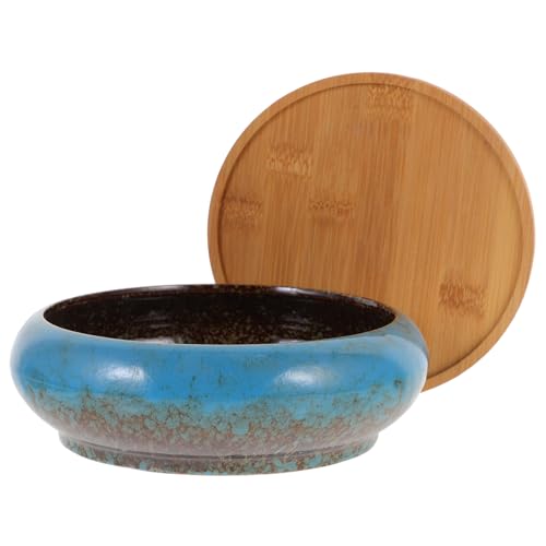 GANAZONO 1 Juego De Posavasos De Cerámica para Macetas De Flores De Bambú De Color Azul