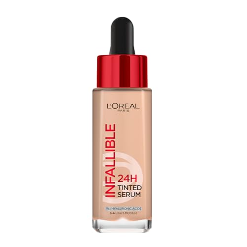 Image of L'Oreal Paris Infallible 24H Tinted Serum Foundation, Light-Weight Coverage, Dewy & Radiant Finish, Transfer-Proof, 30Ml