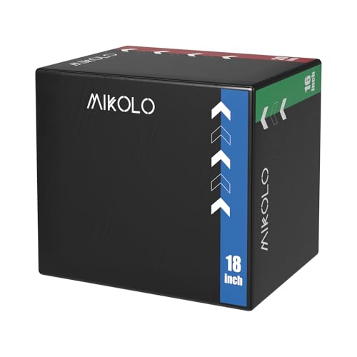 Mikolo 3-in-1 Foam Plyo Box–Soft Plyometric Jump Box with Solid Wood Core,High-Density Foam and Non-Slip Cover–No Assembly Required,Ideal for Home Gym Workout(20