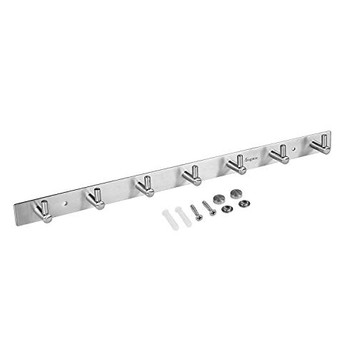 Sagmoc 7L COAT HOOKS Towel Hook Rack Brushed Nickel 17-Inch Coat Hook Rail Wall Mounted thumb #2