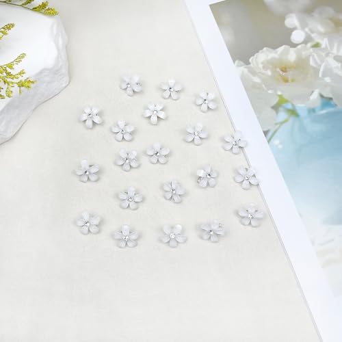 Mini pinzas para cabello con piedras y flores blancas, pack 20 miniatura 7