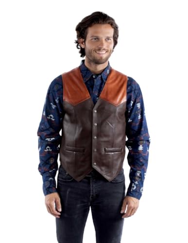 Image of Scully Saddle Tan Soft Touch Lambskin Western All Leather Vest 507