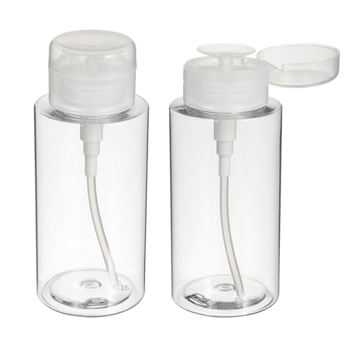 Healeved Lot de 2 Flacon Pompe Doseur 300Ml Transparent pour Distributeur d'alcool Et Démaquillant Rechargeable avec Bouchon pour Soins Quotidiens Et Voyage