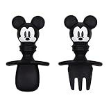 Bumkins Utensils, Disney Silicone Chewtensils, Baby Fork and Spoon Set, Training Utensils, Baby Led...