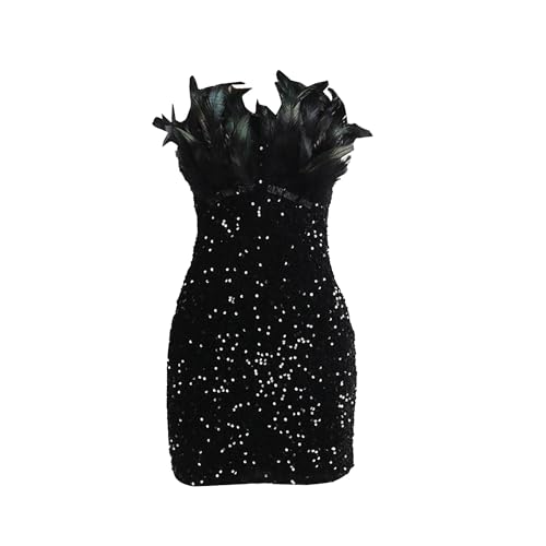 Robe moulante à paillettes sans manches noire coupe ajustée DGKaxiyaHM
