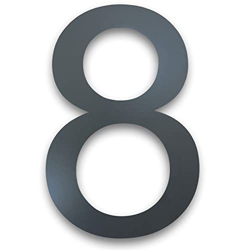 MOLVCE Hausnummer Anthrazit aus Edelstahl Höhe 20 cm, RAL 7016 Anthrazit Hausnummer Massivem Edelstahl Feinstruktur Pulverbeschichtet, Schrift Arial - Ziffer 8