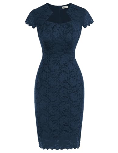 GRACE KARIN Women's Lace Dress Navy Blue Retro Vintage...