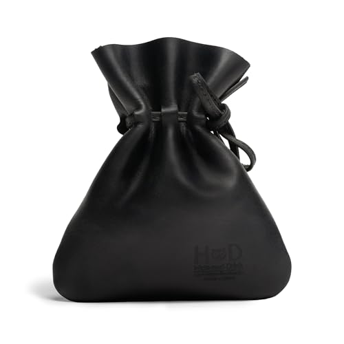 Image of Hide & Drink, Medieval Drawstring Coin Pouch, Vintage Bag, Cosplay, Full Grain Leather, Handmade (Charcoal Black, M)