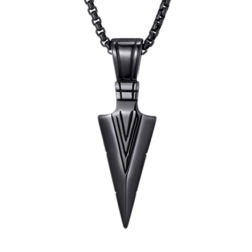 MOO&LEE Mens Stainless Steel Spear Point Arrowhead Pendant Necklace with 24 Inches Chain2