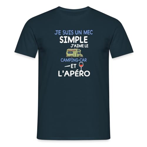 Spreadshirt Je suis Un mec Simple Camping Car et l'apéro Dicton T Shirt Homme, S, Marine