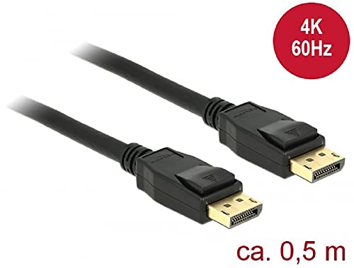 Cable DisplayPort 0,5 m Delock 85506 noir pour optimiser votre double écran 4K - 2